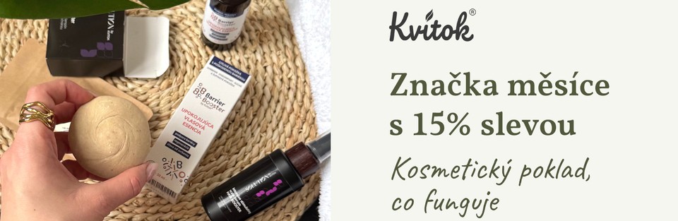Tip: Květnová sleva 15 % na slovenskou přírodní kosmetiku Kvitok. S kódem VITASTYLECZ můžete navíc získat další slevu 150 Kč u nákupu nad 1500 Kč.